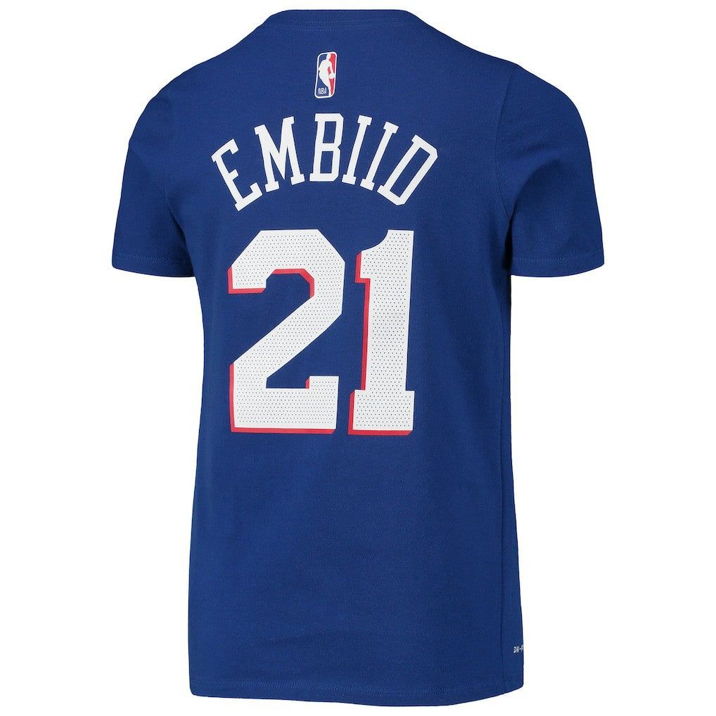 Joel Embiid Philadelphia 76ers Youth Logo Name & Number Performance T-Shirt - Royal | Nike cheap