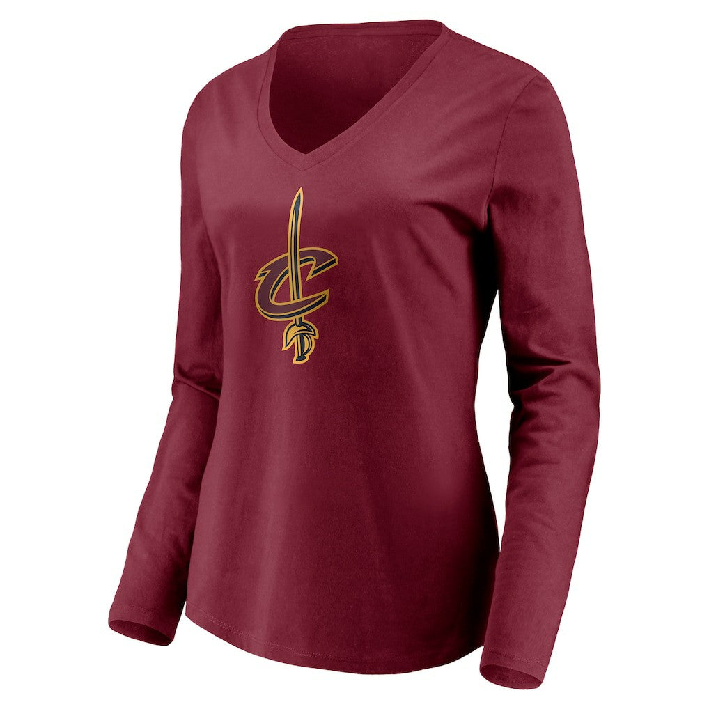 Cleveland Cavaliers Women's Playmaker Personalized Name & Number Long Sleeve V-Neck T-Shirt sale - Wine online