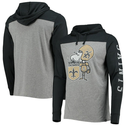 New Orleans Saints '47 Franklin Wooster Throwback Long Sleeve Hoodie T-Shirt - Heathered Gray discount