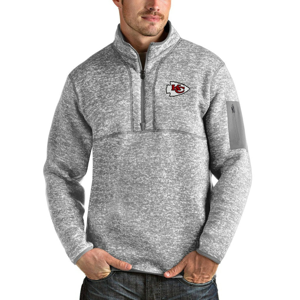 Kansas City Chiefs Antigua Team Logo Fortune Quarter-Zip Pullover Jacket - Heather Gray cheap