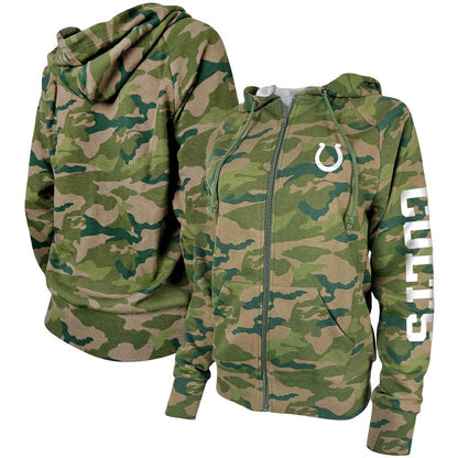 Indianapolis Colts New Era Women's Raglan Full-Zip Hoodie - Camo cheap