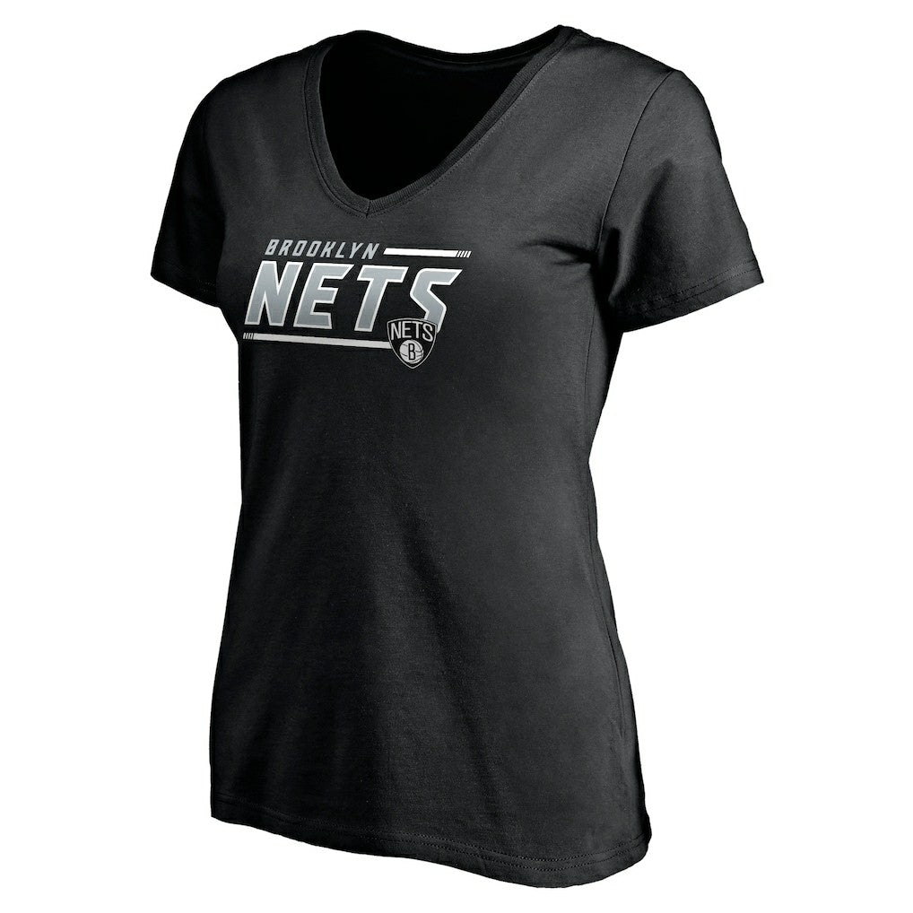 Brooklyn Nets Women's Mascot In Bounds V-Neck T-Shirt - Black | Fanatics shop