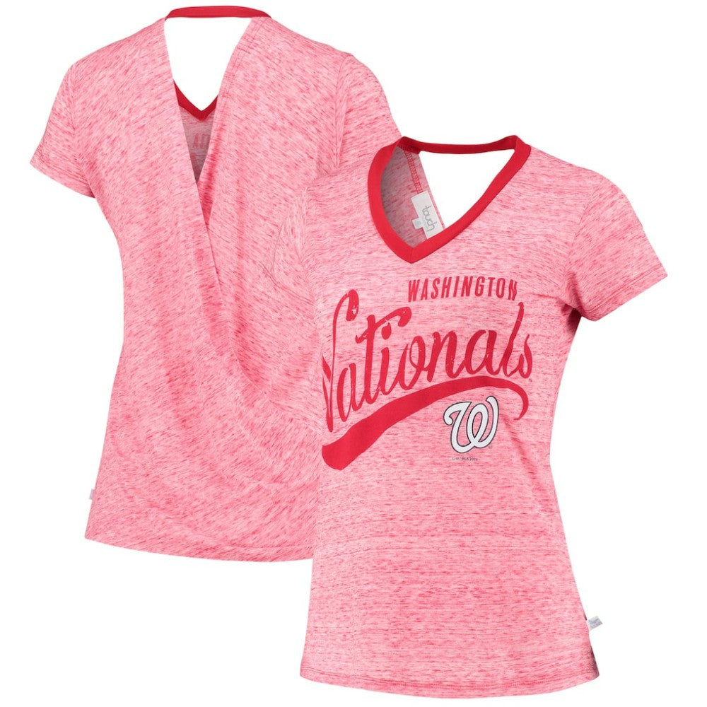 Washington Nationals Touch Women's Hail Mary V-Neck Back Wrap T-Shirt - Red