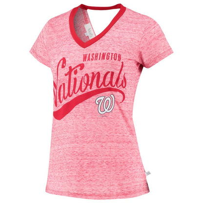 Washington Nationals Touch Women's Hail Mary V-Neck Back Wrap T-Shirt - Red