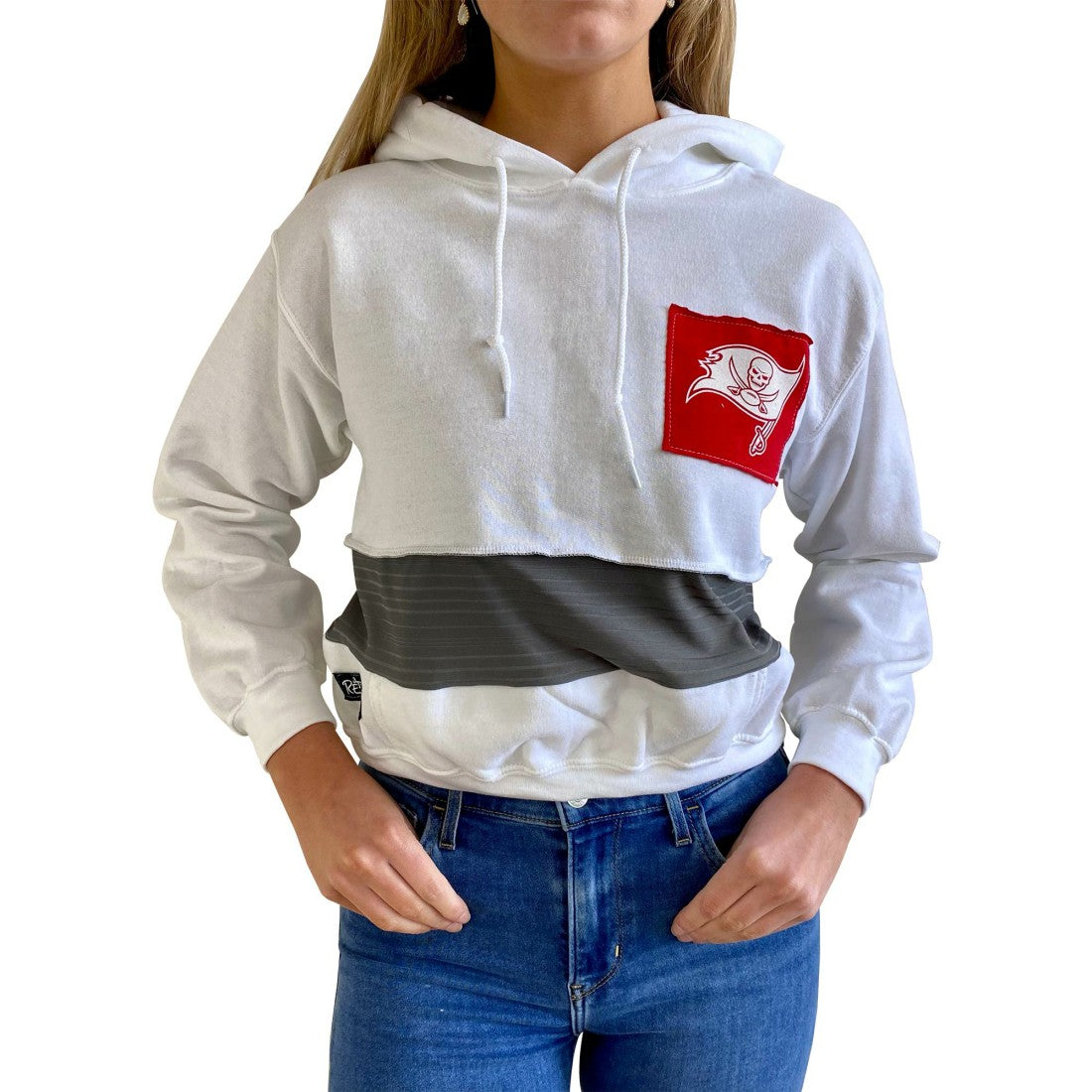 Tampa Bay Buccaneers Refried Apparel Women's Sustainable Crop Dolman Pullover Hoodie - White discount