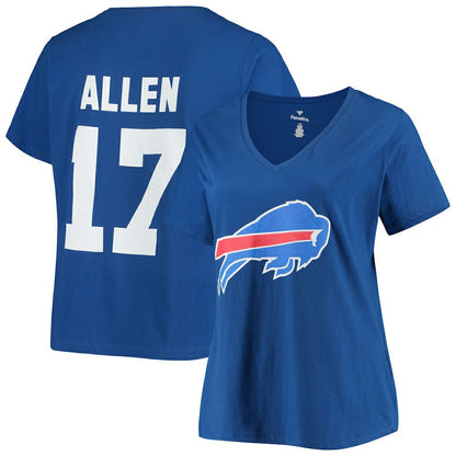 Josh Allen Buffalo Bills Women's Plus Size Name & Number V-Neck T-Shirt - Royal cheap
