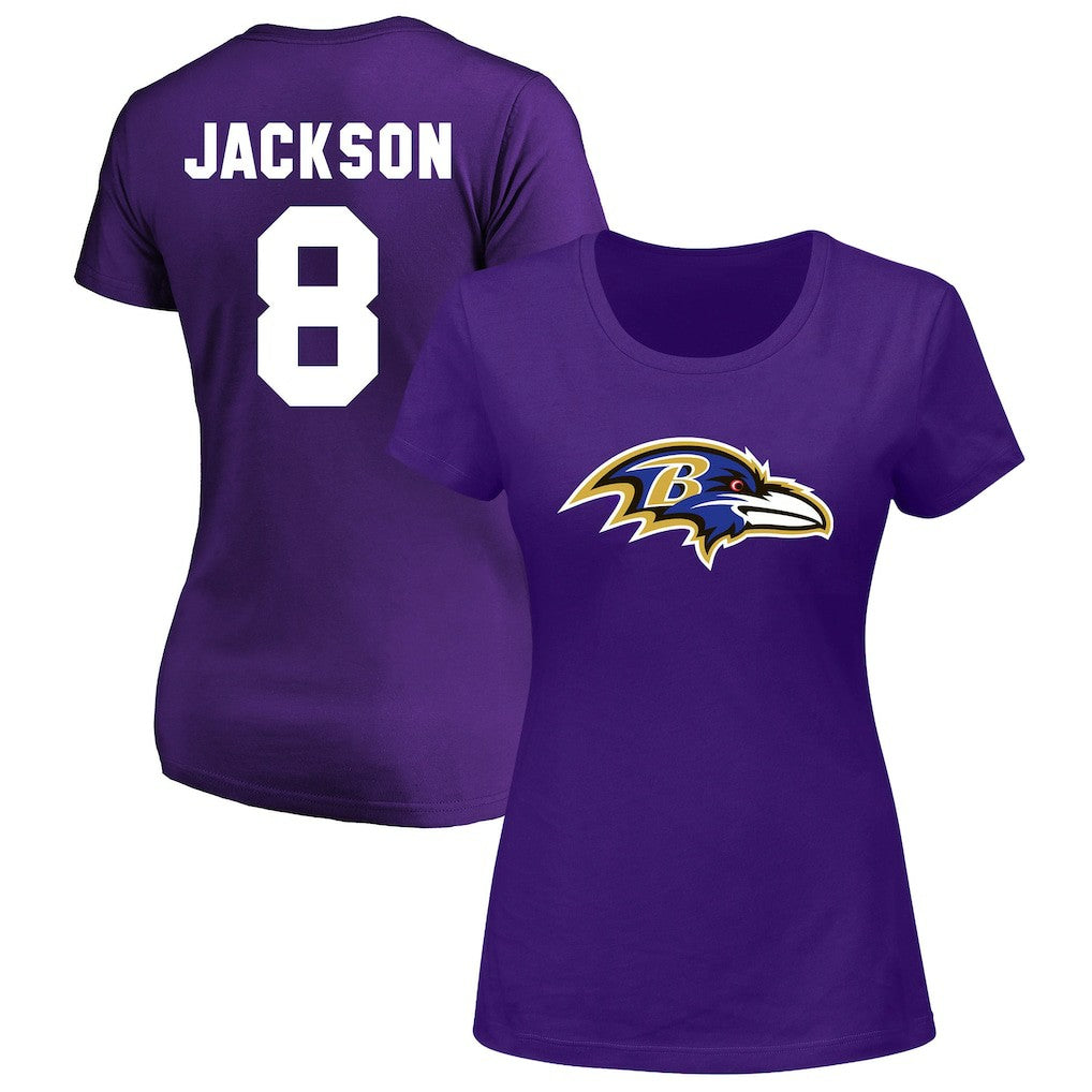 Lamar Jackson Baltimore Ravens Women's Plus Size Name & Number V-Neck T-Shirt - Purple online