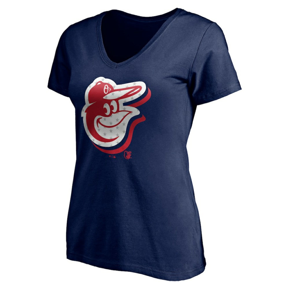Baltimore Orioles Women's Red White and Team V-Neck T-Shirt - Navy