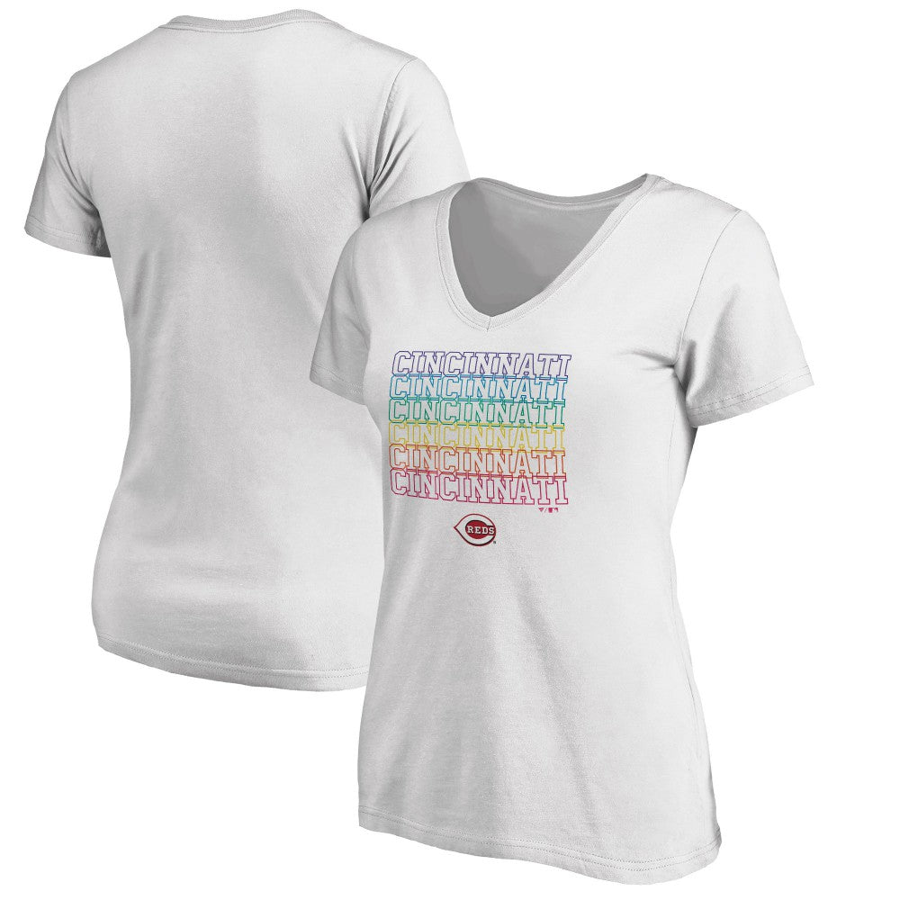 Cincinnati Reds Women's City Pride V-Neck T-Shirt - White