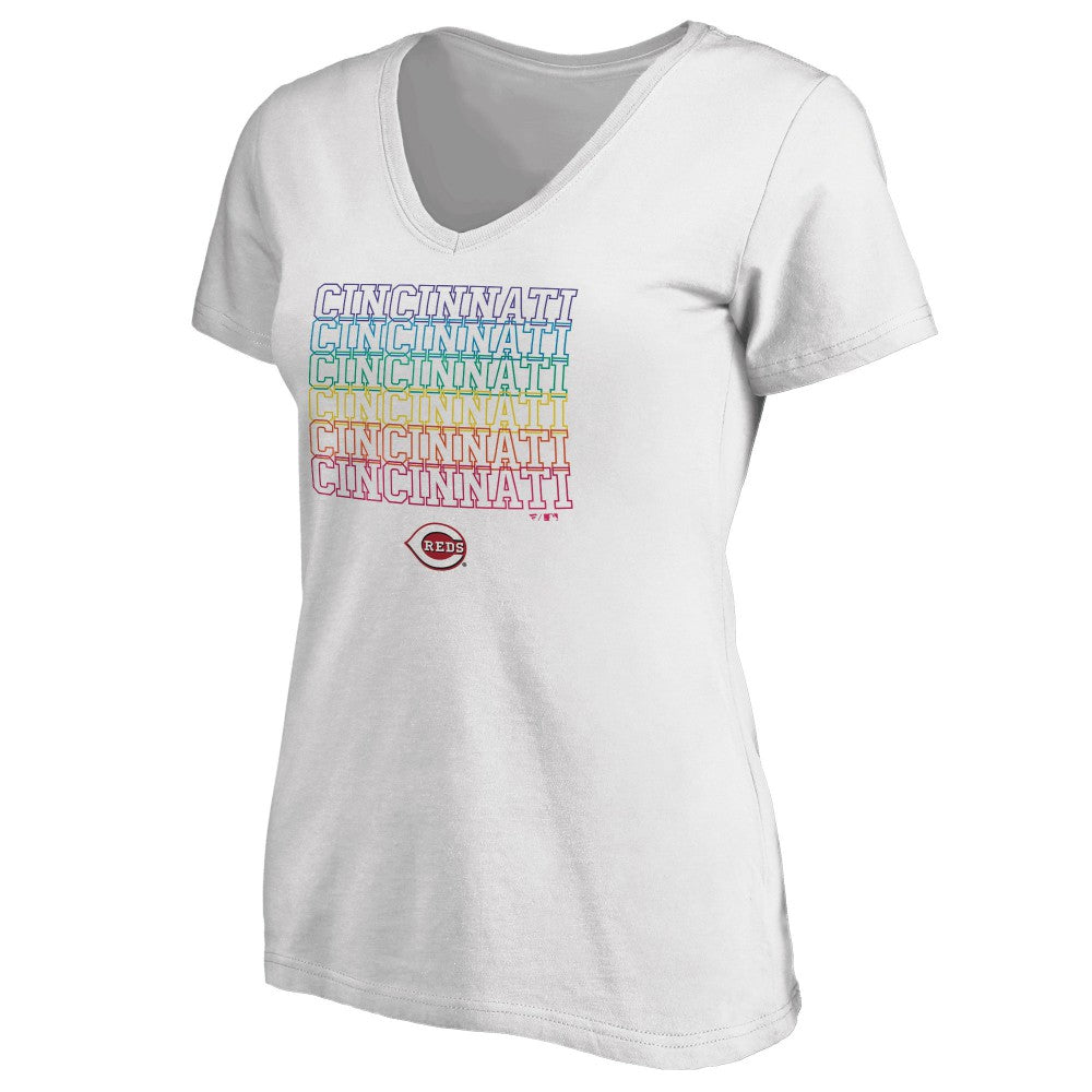 Cincinnati Reds Women's City Pride V-Neck T-Shirt - White