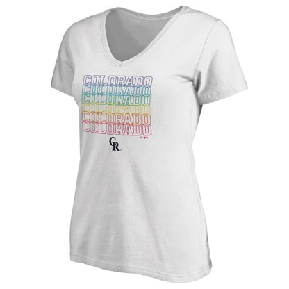 Colorado Rockies Women's City Pride V-Neck T-Shirt - White