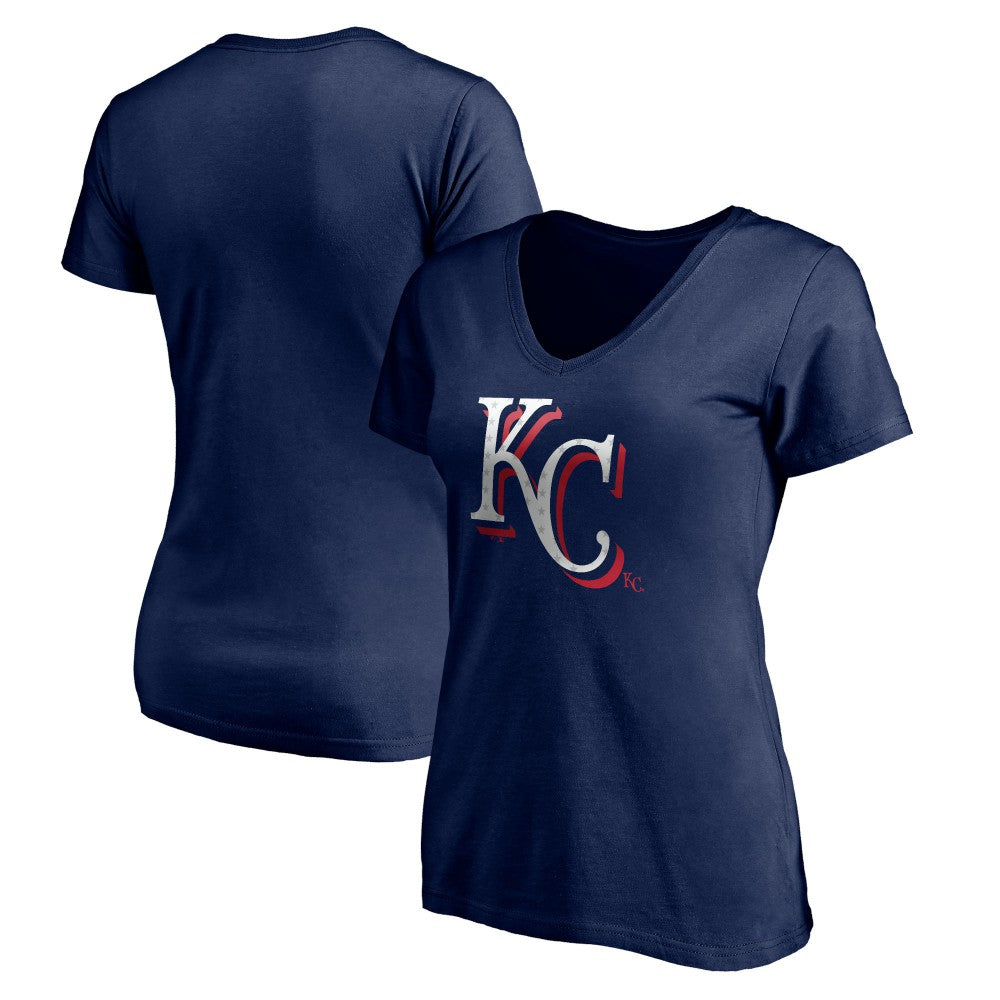 Kansas City Royals Women's Red White and Team V-Neck T-Shirt - Navy