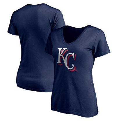 Kansas City Royals Women's Red White and Team V-Neck T-Shirt - Navy