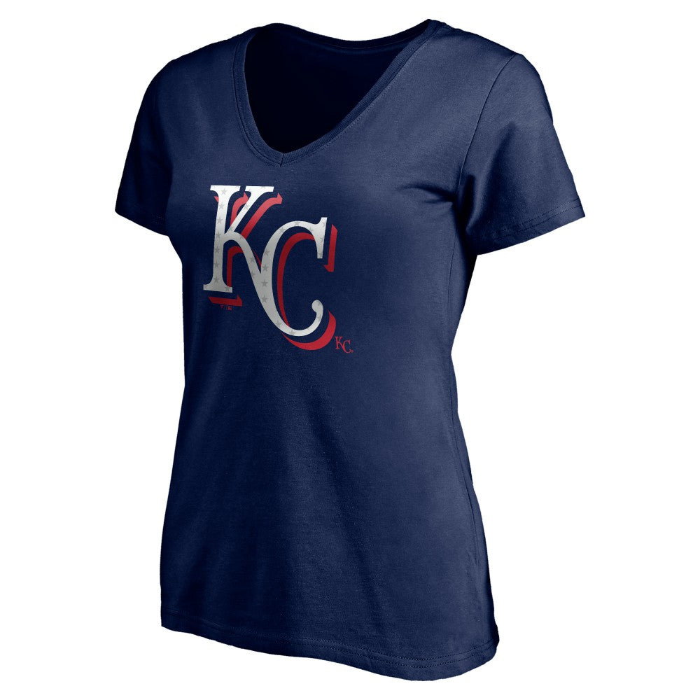 Kansas City Royals Women's Red White and Team V-Neck T-Shirt - Navy