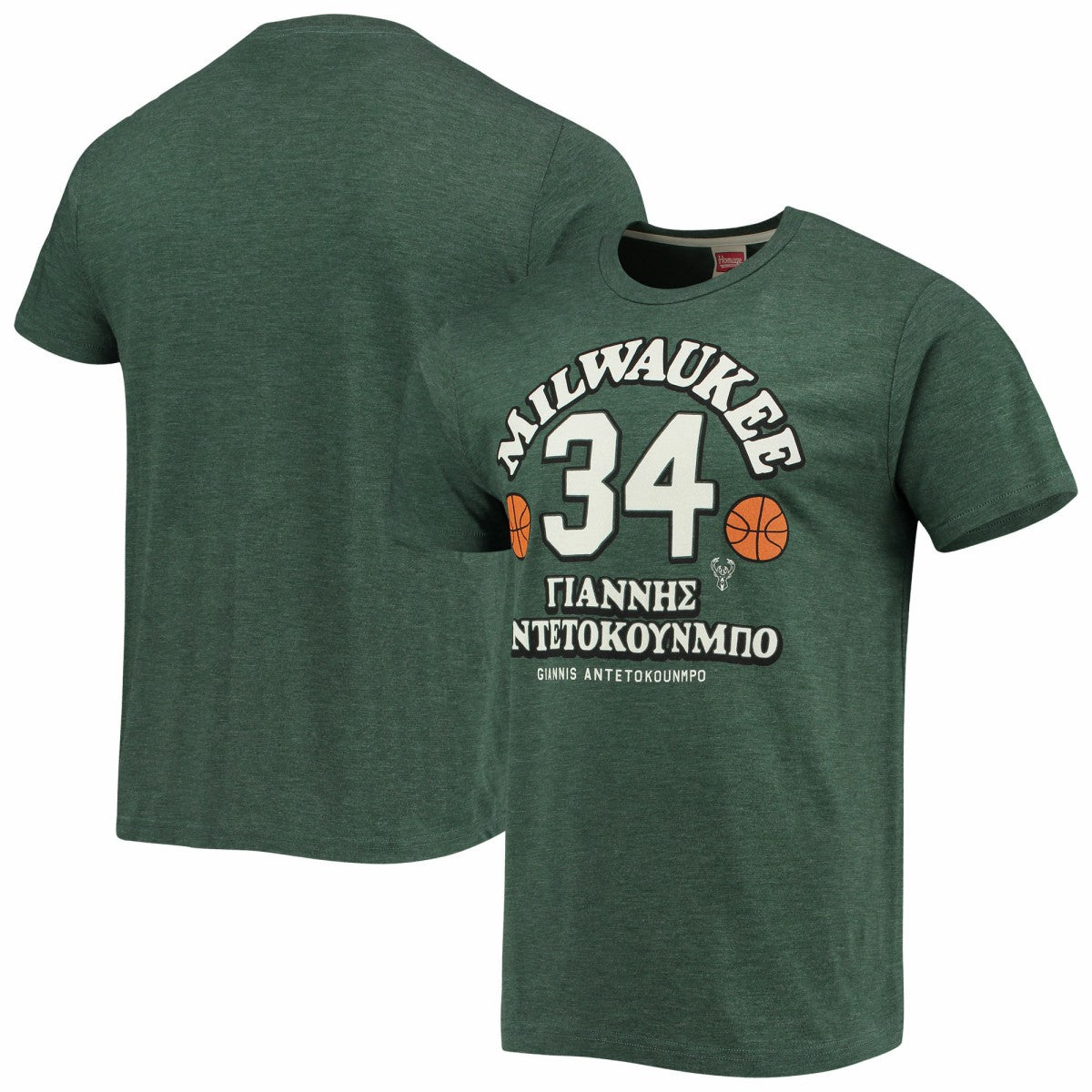 Giannis Antetokounmpo Milwaukee Bucks Homage Greek Tri-Blend T-Shirt - Hunter Green for sale