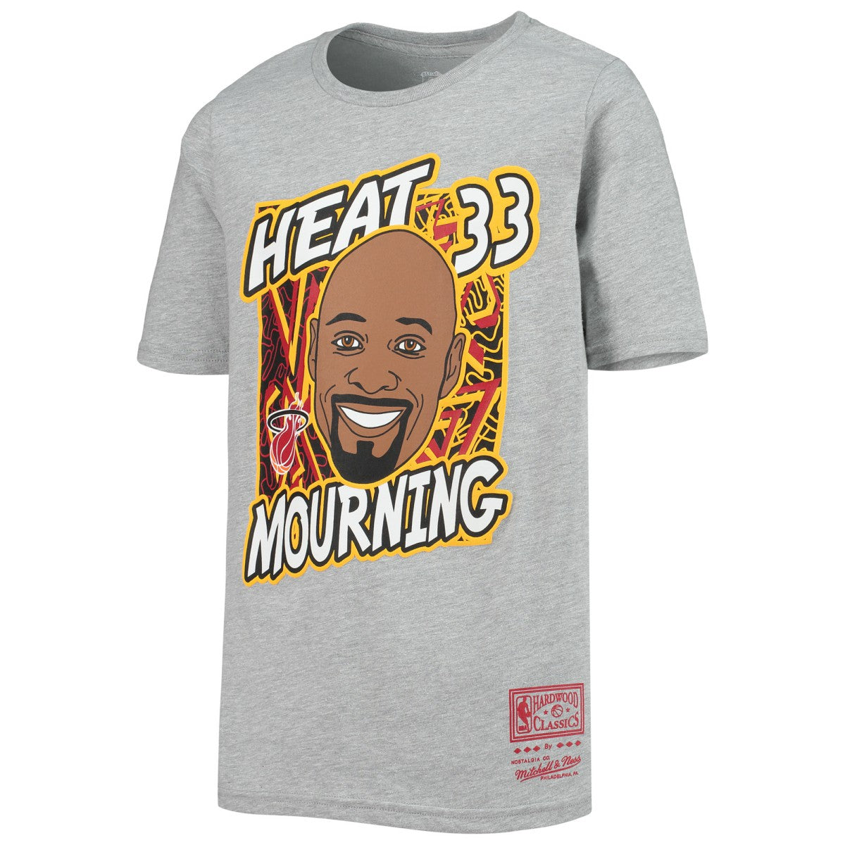 Alonzo Mourning Miami Heat Youth Hardwood Classics King of the Court Player T-Shirt - Heathered Gray | Mitchell & Ness outlet