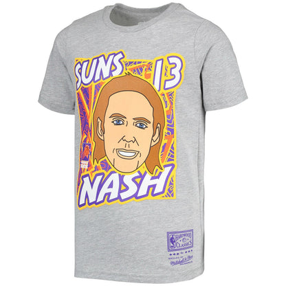 Steve Nash Phoenix Suns Youth Hardwood Classics King of the Court Player T-Shirt - Gray | Mitchell & Ness discount