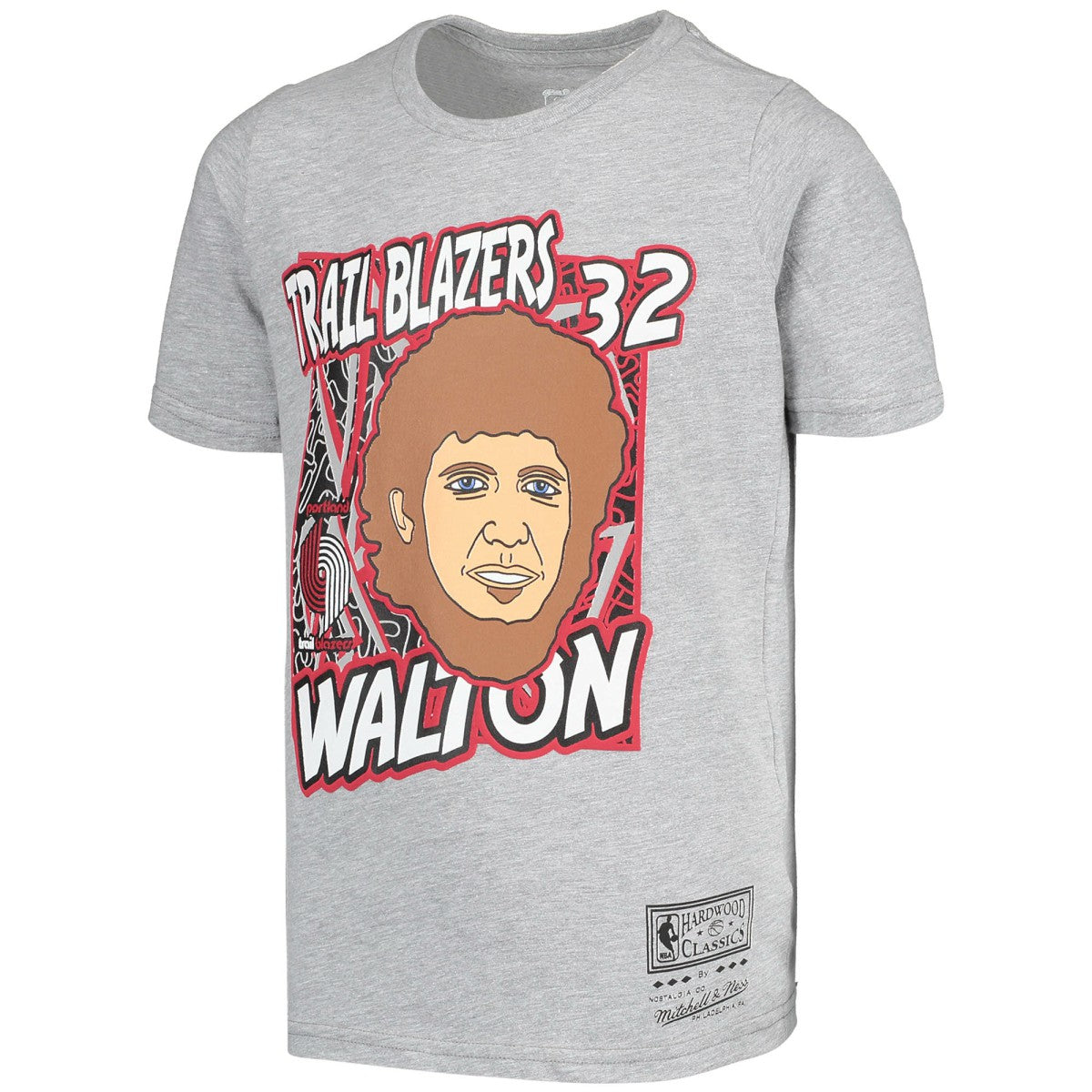 Bill Walton Portland Trail Blazers Youth Hardwood Classics King of the Court Player T-Shirt - Gray | Mitchell & Ness on sale