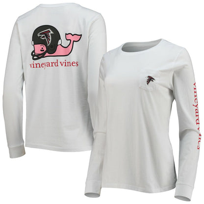 Atlanta Falcons Vineyard Vines Women's Helmet Long Sleeve T-Shirt - White on sale