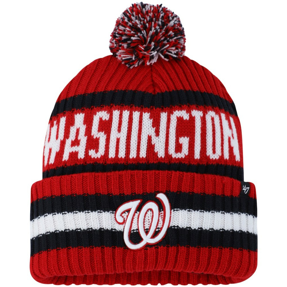 Washington Nationals Bering Cuffed Knit Hat with Pom - Red | 47 brand