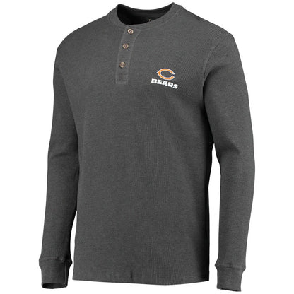 Chicago Bears Dunbrooke Logo Maverick Thermal Henley Long Sleeve T-Shirt - Heathered Gray for sale