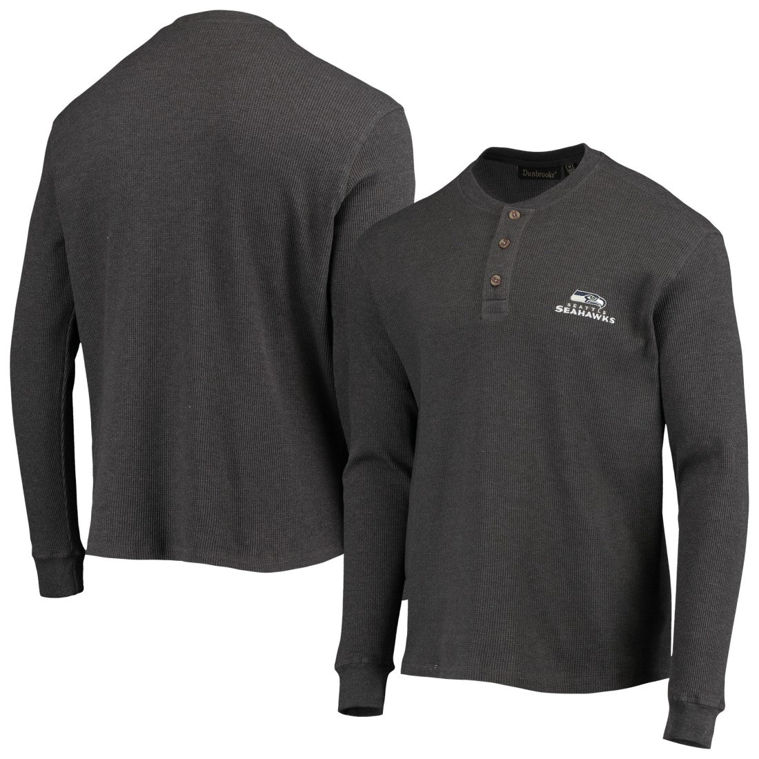 Seattle Seahawks Dunbrooke Logo Maverick Thermal Henley Long Sleeve T-Shirt - Heathered Gray discount
