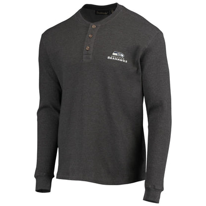 Seattle Seahawks Dunbrooke Logo Maverick Thermal Henley Long Sleeve T-Shirt - Heathered Gray discount