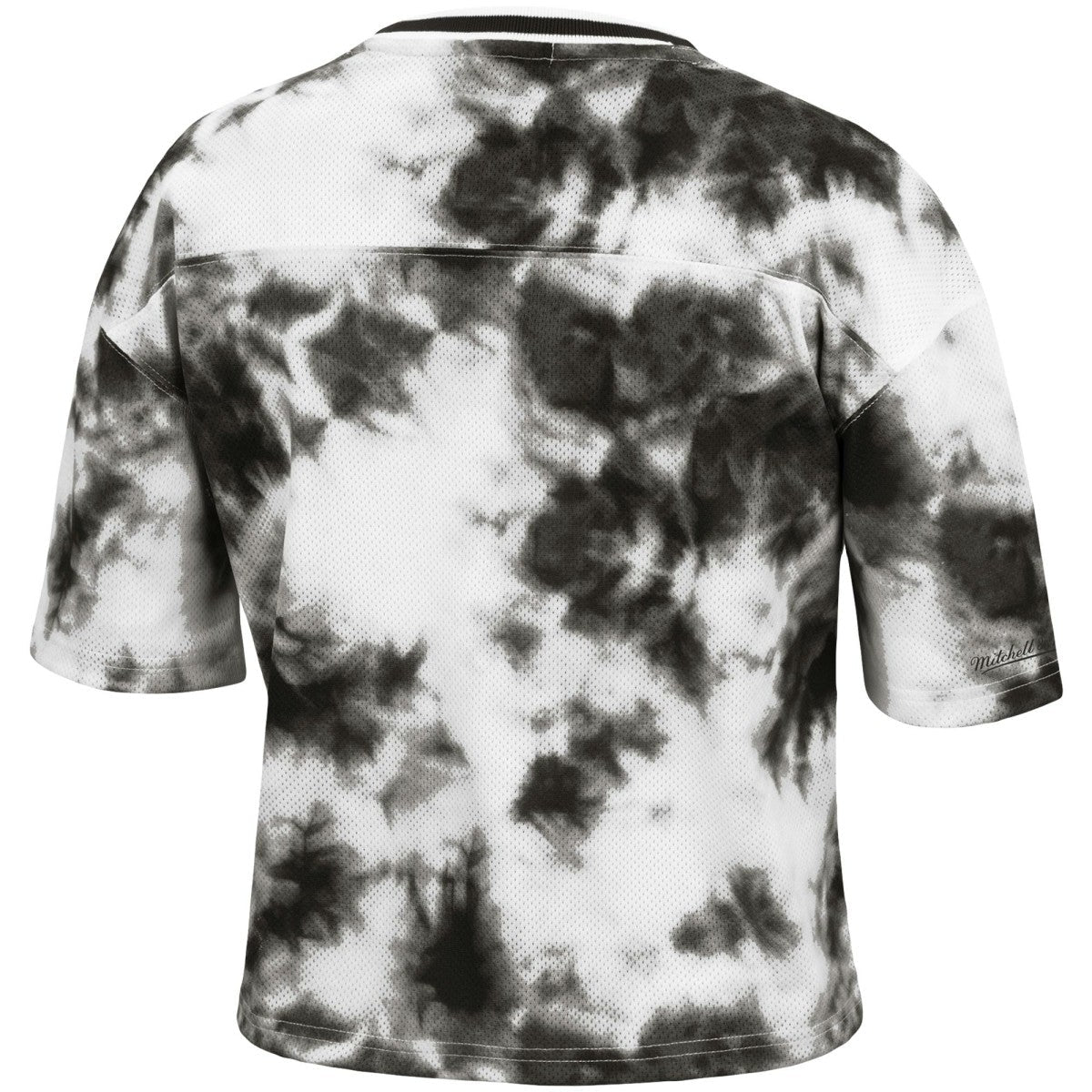 Toronto Raptors Women's Hardwood Classics Tie-Dye Cropped T-Shirt - Black/White | Mitchell & Ness for sale