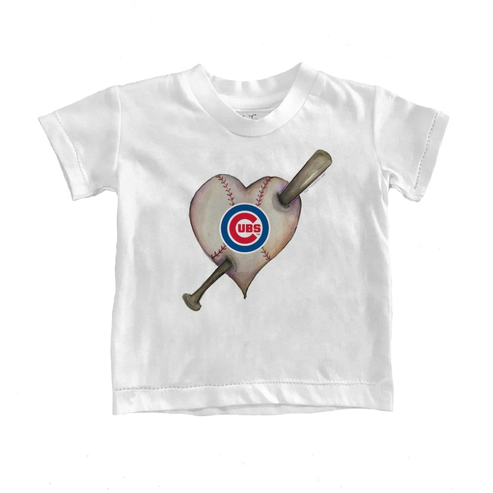 Chicago Cubs Tiny Turnip Youth Heart Bat T-Shirt - White