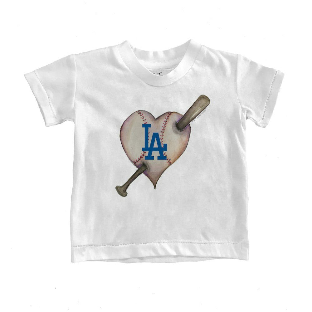Los Angeles Dodgers Tiny Turnip Youth Heart Bat T-Shirt - White