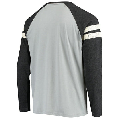 Las Vegas Raiders Starter Throwback League Raglan Long Sleeve Tri-Blend T-Shirt - Silver/Black outlet