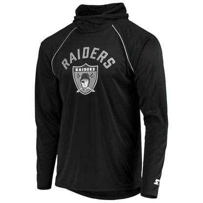 Las Vegas Raiders Starter Throwback Raglan Hoodie Long Sleeve T-Shirt - Black for sale