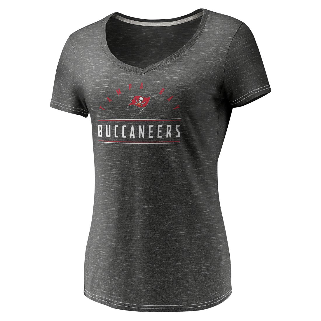 Tampa Bay Buccaneers Women's League Leader Space Dye V-Neck T-Shirt - Charcoal discount