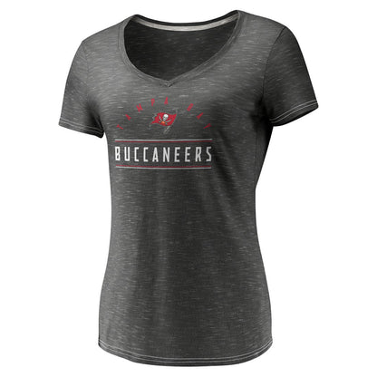 Tampa Bay Buccaneers Women's League Leader Space Dye V-Neck T-Shirt - Charcoal discount