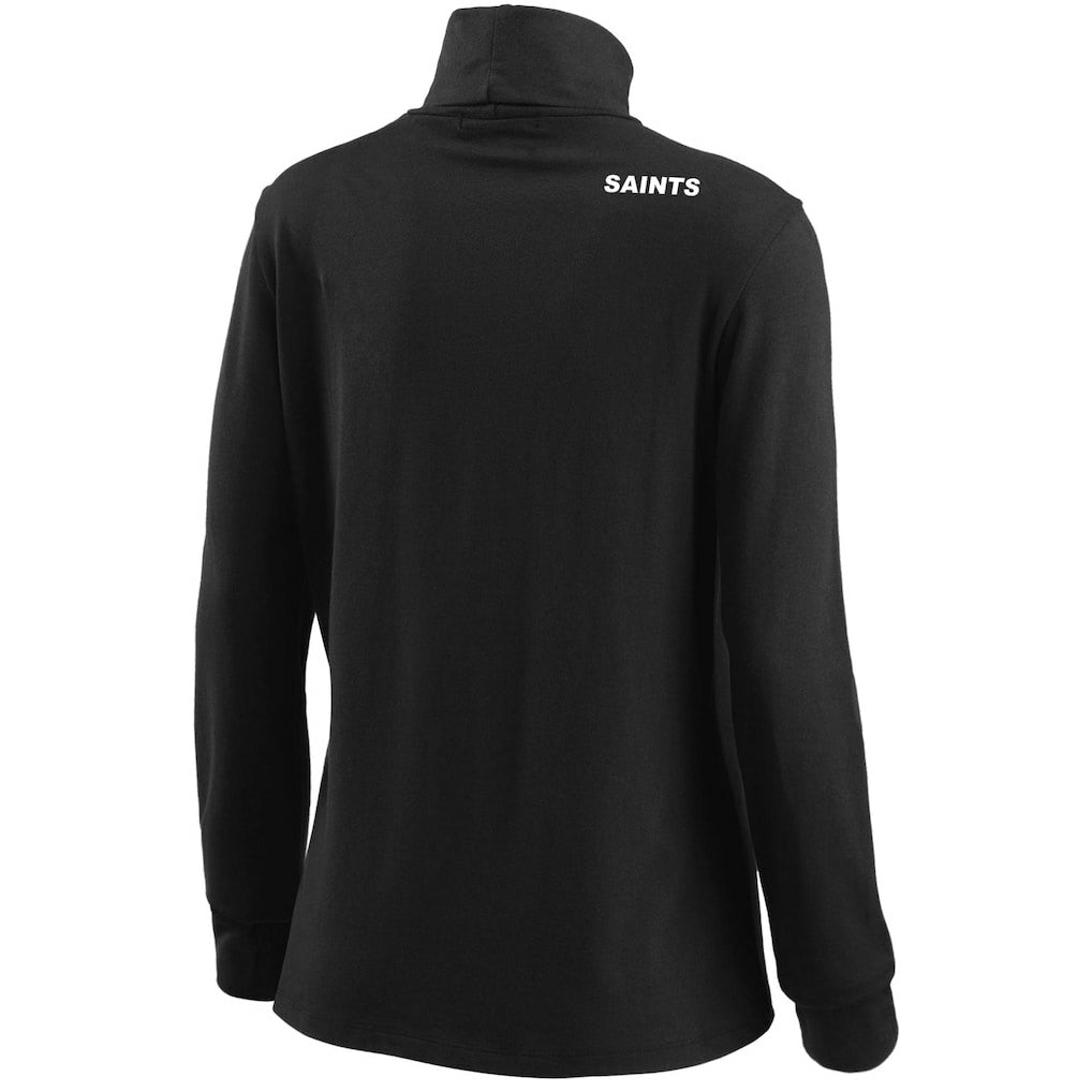 New Orleans Saints WEAR by Erin Andrews Women's Long Sleeve Tri-Blend Turtleneck T-Shirt - Black on sale