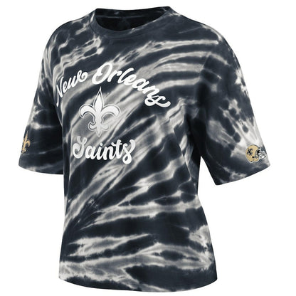 New Orleans Saints WEAR by Erin Andrews Women's Tie-Dye T-Shirt - Black cheap