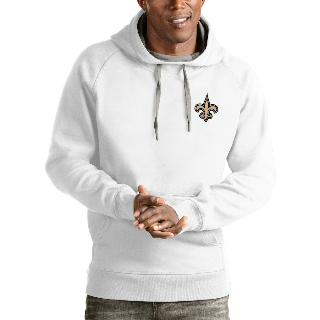 New Orleans Saints Antigua Logo Victory Pullover Hoodie - White cheap