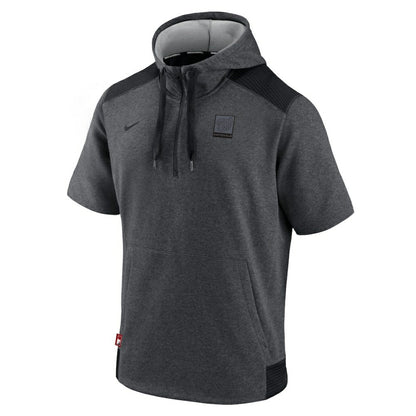 Washington Nationals Authentic Collection Dry Flux Performance Quarter-Zip Short Sleeve Hoodie - Heathered Charcoal/Black | Nike