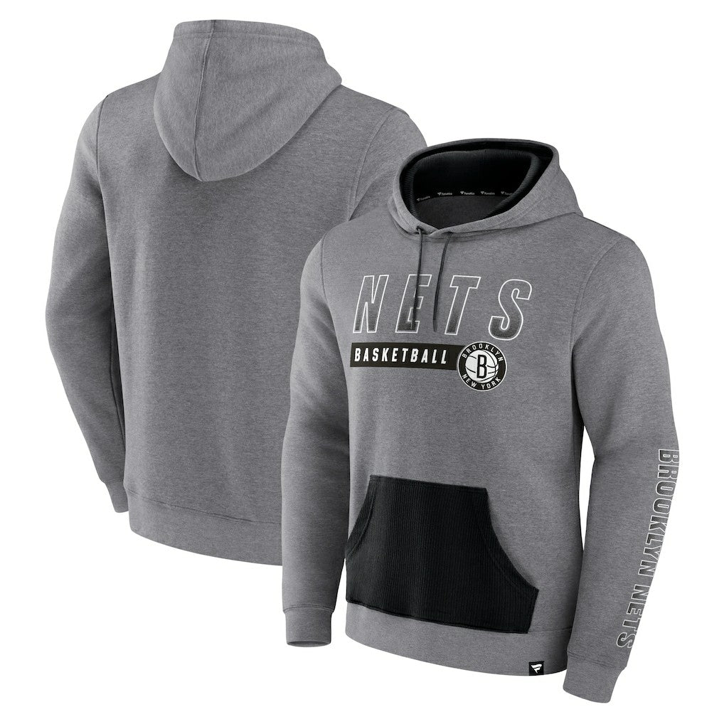 Brooklyn Nets Off The Bench Color Block Pullover Hoodie - Heathered Gray | Fanatics shop