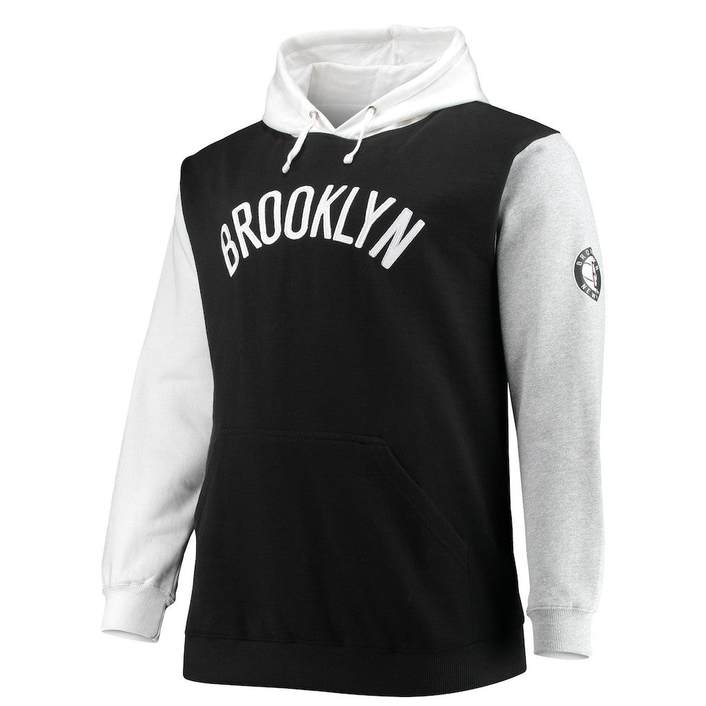Brooklyn Nets Big & Tall Double Contrast Pullover Hoodie - Black/White | Fanatics sale