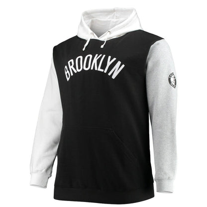 Brooklyn Nets Big & Tall Double Contrast Pullover Hoodie - Black/White | Fanatics sale