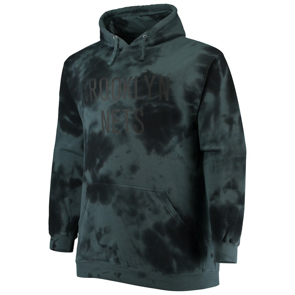 Brooklyn Nets Big & Tall Wordmark Cloud Dye Pullover Hoodie - Black | Fanatics discount