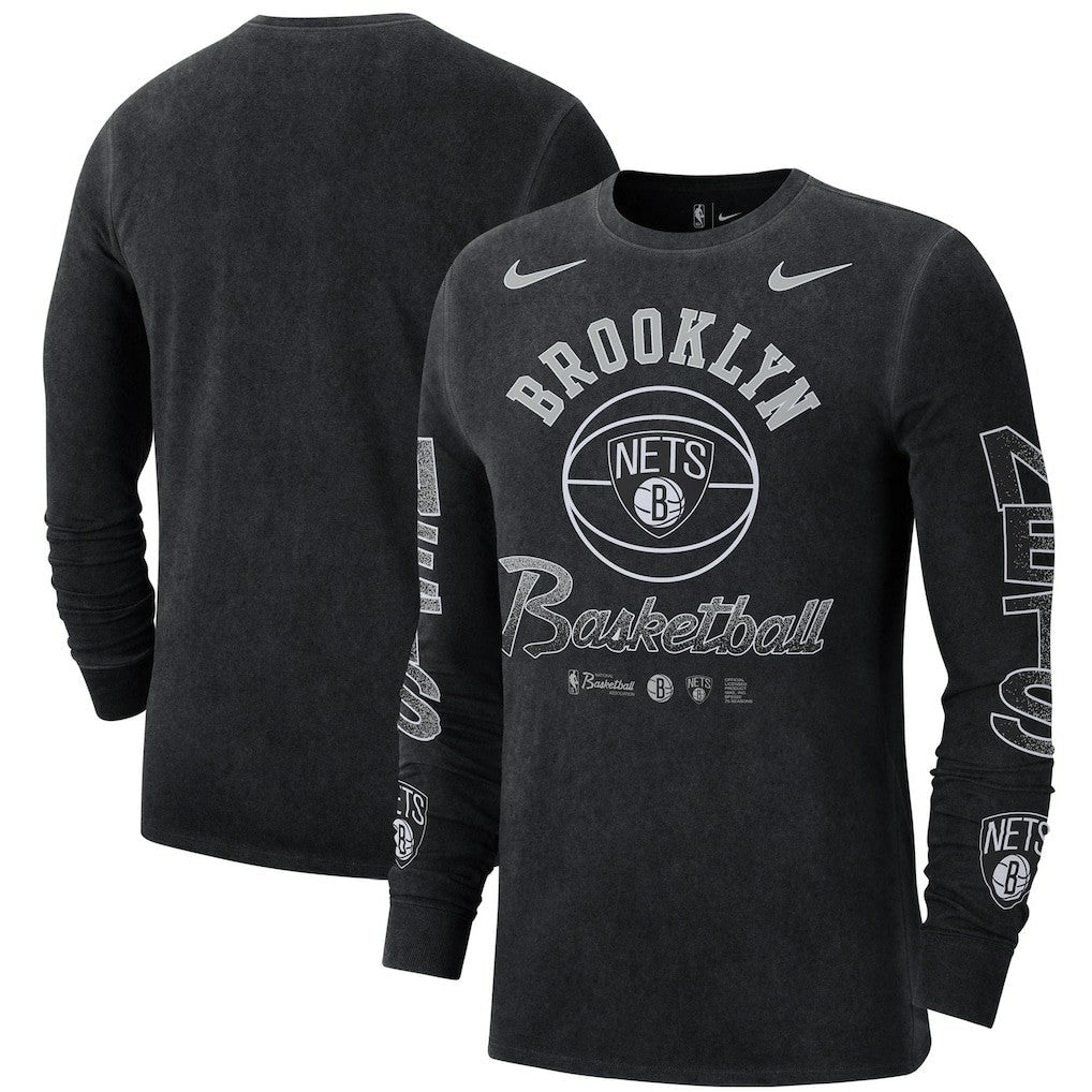 Brooklyn Nets Courtside Retro Elevated Long Sleeve T-Shirt - Black | Nike sale