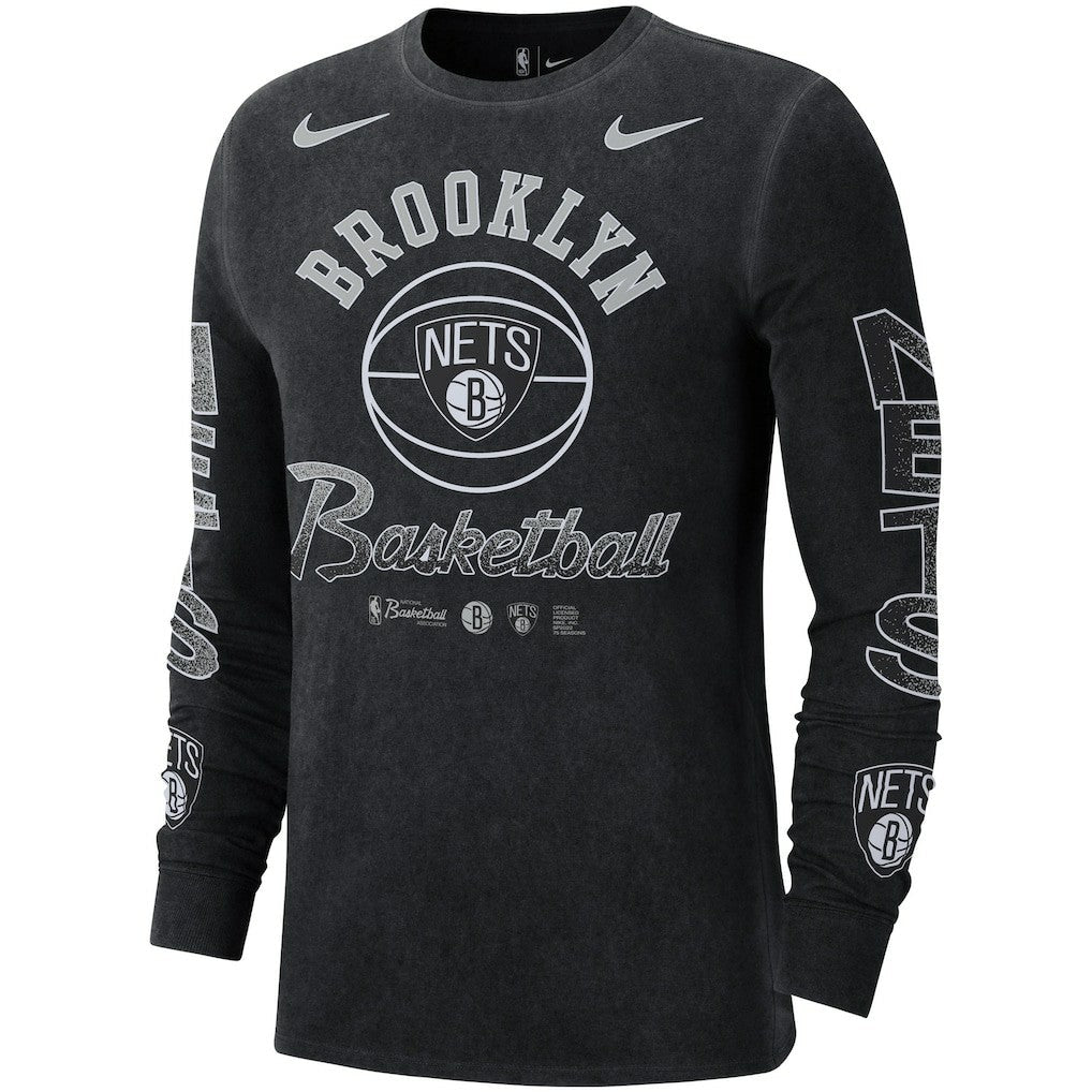 Brooklyn Nets Courtside Retro Elevated Long Sleeve T-Shirt - Black | Nike sale