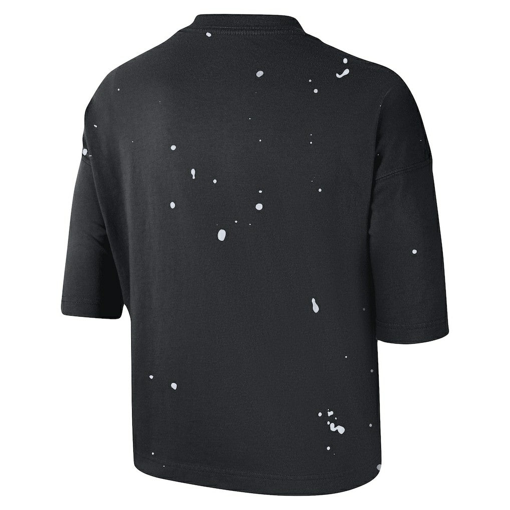 Brooklyn Nets Women's Courtside Splatter Cropped T-Shirt - Black | Nike on sale