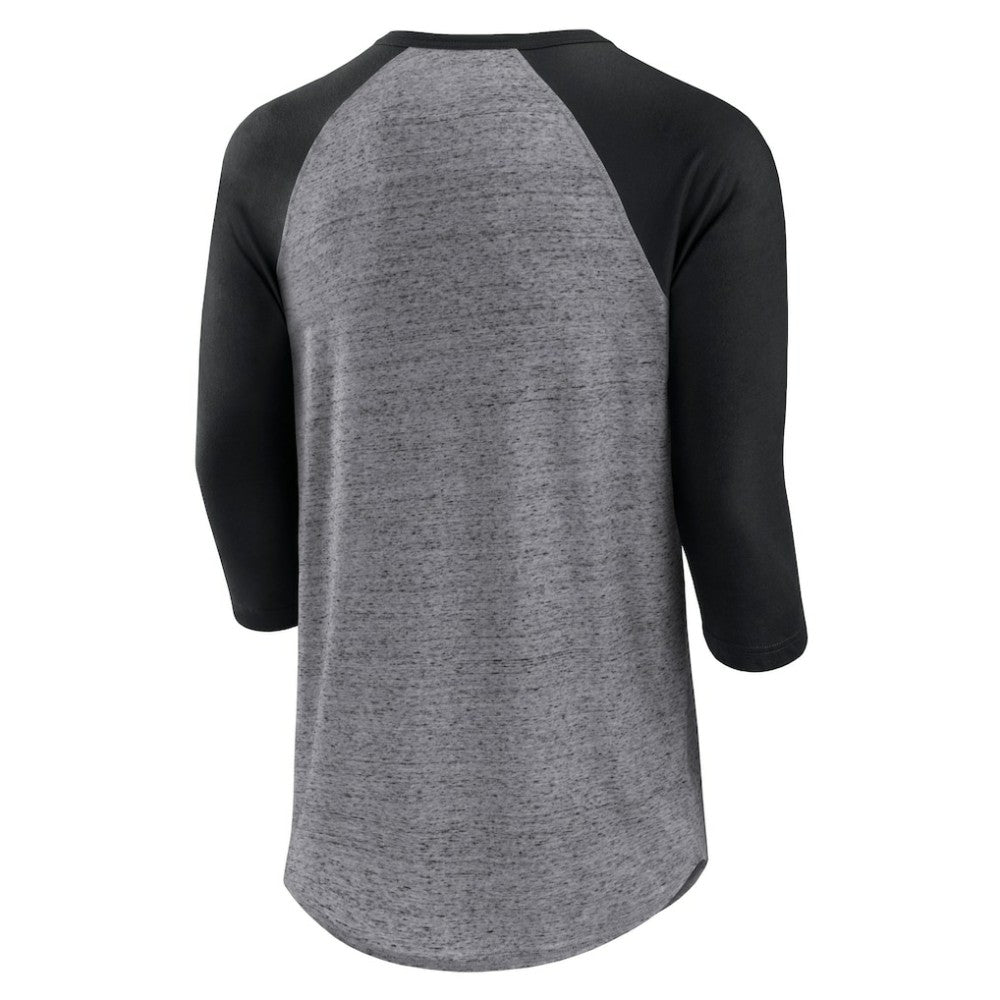 Chicago White Sox Iconic Above Heat Speckled Raglan Henley 3/4 Sleeve T-Shirt - Heathered Gray/Black