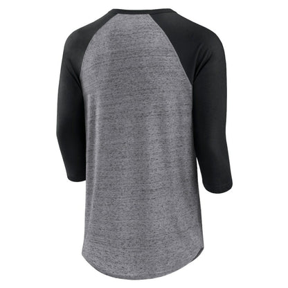 Chicago White Sox Iconic Above Heat Speckled Raglan Henley 3/4 Sleeve T-Shirt - Heathered Gray/Black