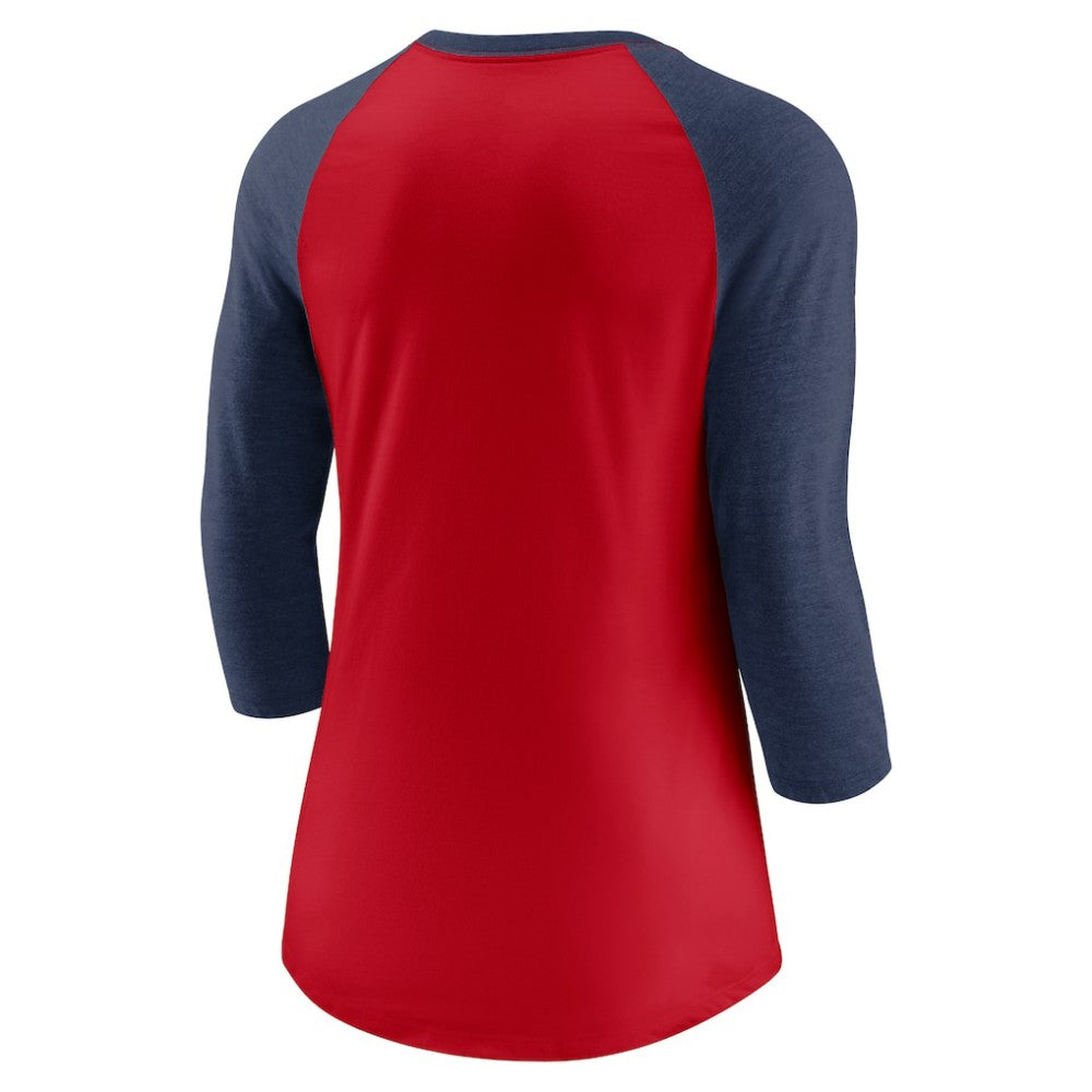 Washington Nationals Women's Modern Baseball Arch Tri-Blend Raglan 3/4-Sleeve T-Shirt - Red/Navy | Nike
