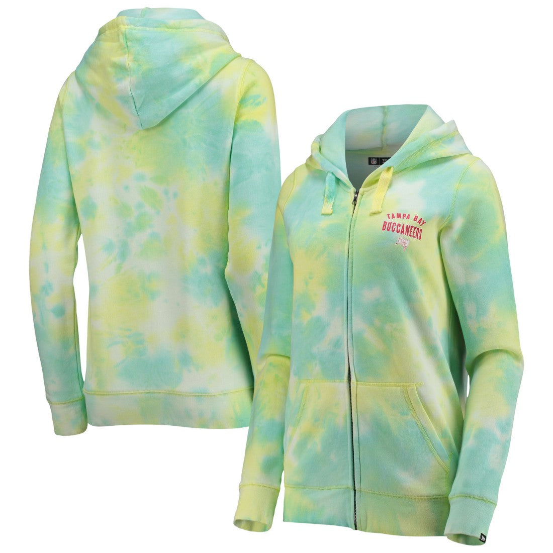 Tampa Bay Buccaneers New Era Women's Ice-Dye Full-Zip Hoodie - White discount