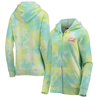 Tampa Bay Buccaneers New Era Women's Ice-Dye Full-Zip Hoodie - White discount